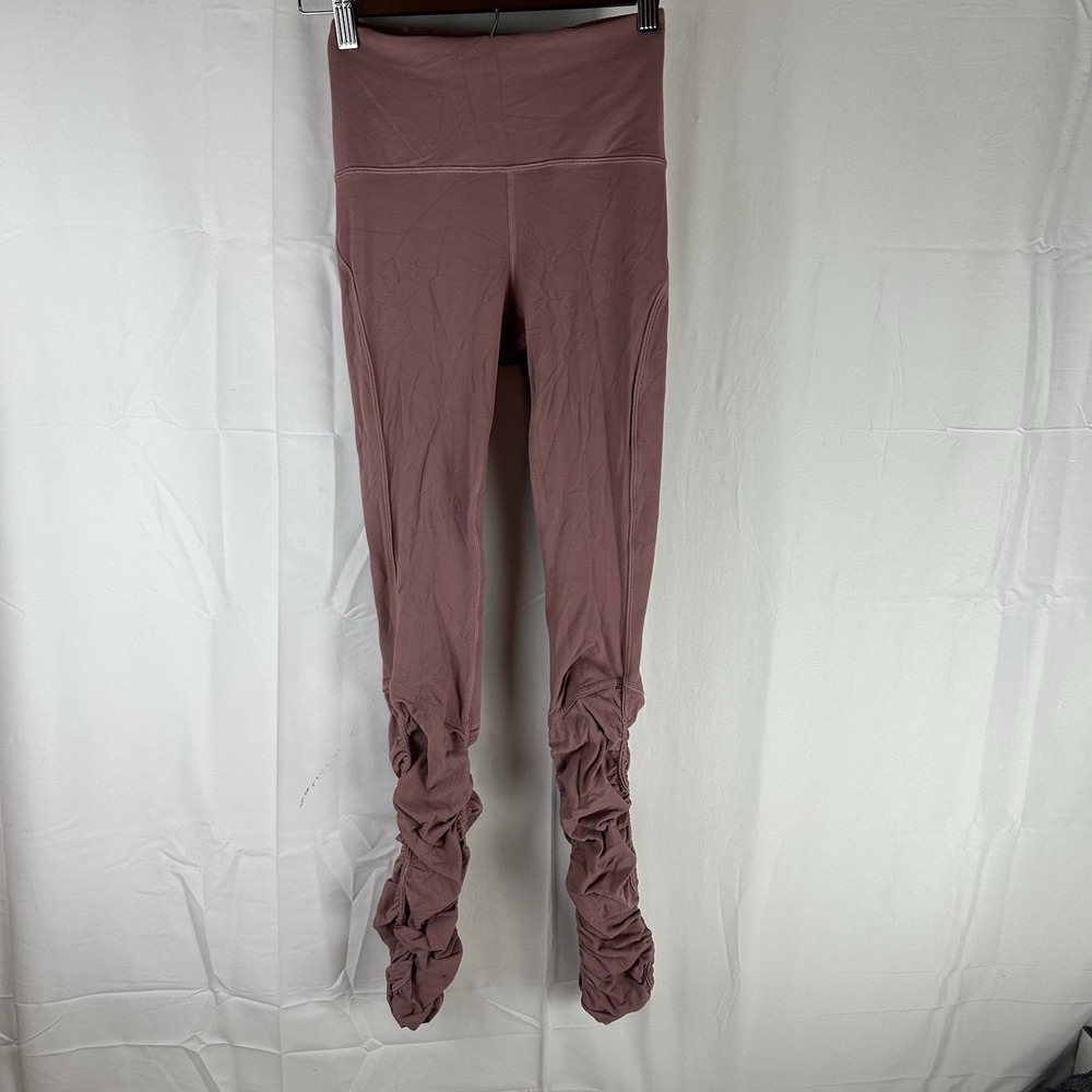 Lululemon Gathered Together Leggings Size 2 Mauve Ruched Sheer High Rise